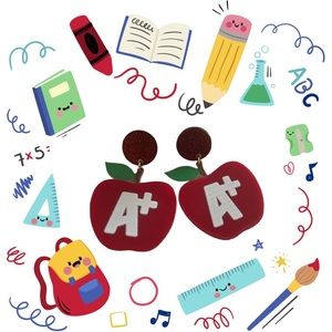 School Theme A+ Apple Acrylic Earrings